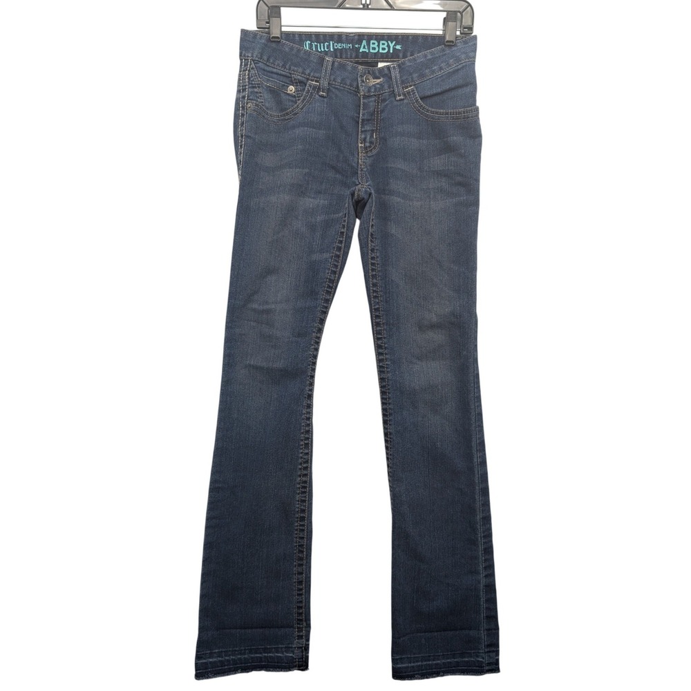 Cruel Denim Abby Jeans Womens 27/3 L Dark Wash Raw Hem Slim Bootcut‎ Western